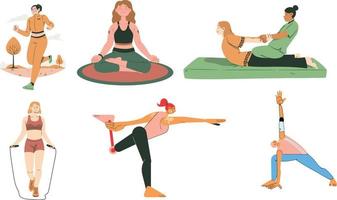 ensemble de yoga pose. vecteur illustration dans plat style isolé sur blanc Contexte.