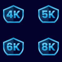 5k 6k 8k et 4k vidéo résolution icône ensemble vecteur