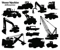 ensemble de lourd machinerie silhouette vecteur illustrations.