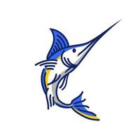 bleu marlin logo. Frais et unique moderne bleu marlin logo modèle. génial à utilisation comme votre offshore pêche activité un événement logo. vecteur