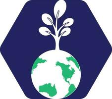 modèle de conception de logo vectoriel arbre globe. planète et symbole ou icône écologique.