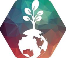 modèle de conception de logo vectoriel arbre globe. planète et symbole ou icône écologique.