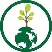 modèle de conception de logo vectoriel arbre globe. planète et symbole ou icône écologique.