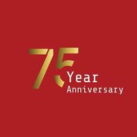 75 ans anniversaire célébration or fond rouge couleur vecteur modèle illustration de conception