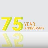 Illustration de conception de modèle de vecteur de couleur jaune célébration anniversaire de 75 ans