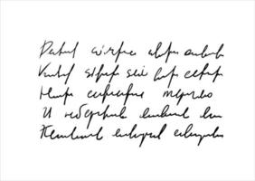 manuscrit illisible texte. abstrait illisible écriture de fictif langue. noir vieux ancien texte écrit avec stylo. incompréhensible des lettres vecteur