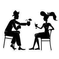 couple à l'ancienne, boire ensemble illustration vectorielle silhouette noire vecteur