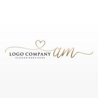 initiale un m féminin logo collections modèle. écriture logo de initiale signature, mariage, mode, bijoux, boutique, floral et botanique avec Créatif modèle pour tout entreprise ou entreprise. vecteur