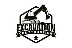 excavatrice logo modèle vecteur. lourd équipement logo vecteur pour construction entreprise.