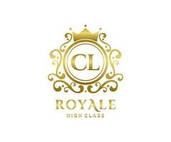 d'or lettre cl modèle logo luxe or lettre avec couronne. monogramme alphabet . magnifique Royal initiales lettre. vecteur