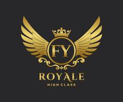 d'or lettre fy modèle logo luxe or lettre avec couronne. monogramme alphabet . magnifique Royal initiales lettre. vecteur