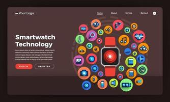 conception de maquette site Web design plat concept technologie portable smartwatch. illustration vectorielle. vecteur