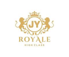 d'or lettre jy modèle logo luxe or lettre avec couronne. monogramme alphabet . magnifique Royal initiales lettre. vecteur