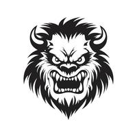 agressif monstre, logo concept noir et blanc couleur, main tiré illustration vecteur