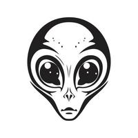 extraterrestre, logo concept noir et blanc couleur, main tiré illustration vecteur