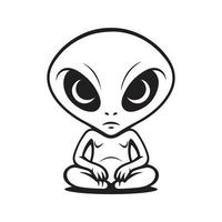 extraterrestre, logo concept noir et blanc couleur, main tiré illustration vecteur