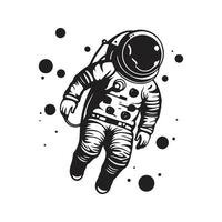 astronaute, logo concept noir et blanc couleur, main tiré illustration vecteur