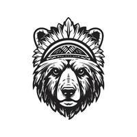 ours Indien, logo concept noir et blanc couleur, main tiré illustration vecteur