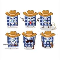 cool cow-boy bleu école gilet dessin animé personnage avec une mignonne chapeau vecteur