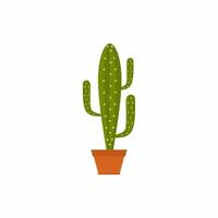 cactus en pots isolés sur fond blanc. cactus avec des pots en terre cuite pour la décoration intérieure en style cartoon. concept de plante d'intérieur naturelle. illustrations vectorielles plates, icônes et intérieur design. vecteur