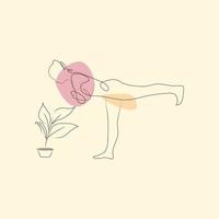 yoga se détendre ligne dessin. femme yoga pose un ligne art vecteur