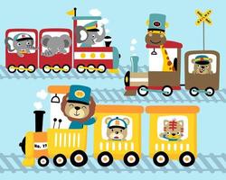 vecteur ensemble de vapeur train dessin animé avec marrant animaux
