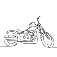 dessin au trait continu d'une vieille moto vintage classique. moto rétro cool isolée sur fond blanc. concept de transport de moto antique au design minimaliste. illustration vectorielle vecteur