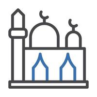 mosquée icône bicolore gris bleu Couleur Ramadan symbole parfait. vecteur