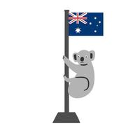 koala avec célébration du drapeau australien isolé sur fond blanc. Australie jour drapeau koala pays national. bonne fête nationale, célébrée annuelle le 26 janvier. illustration vectorielle plane vecteur