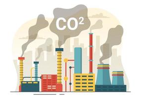 carbone dioxyde ou CO2 illustration à enregistrer planète Terre de climat changement comme une résultat de usine et véhicule la pollution dans main tiré modèles vecteur