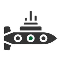 sous-marin icône solide gris vert Couleur militaire symbole parfait. vecteur