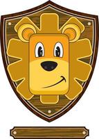 mignonne dessin animé Lion sur trophée monter - Roi de le jungle personnage vecteur