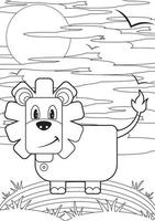 mignonne dessin animé Lion - Roi de le jungle personnage ligne art vecteur