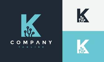 lettre k cercle technologie logo vecteur