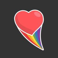 cœur icône avec arc en ciel drapeau queue. lgbt soutien et l'amour conception. lesbienne, gay, bisexuel, transgenres représentation symbole. vecteur