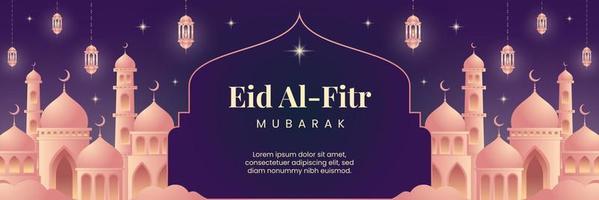 eid Al fitr mubarak pente illustration horizontal bannière vecteur