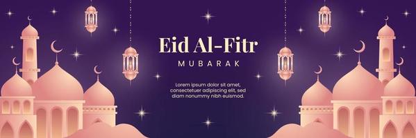 eid Al fitr mubarak pente illustration horizontal bannière vecteur