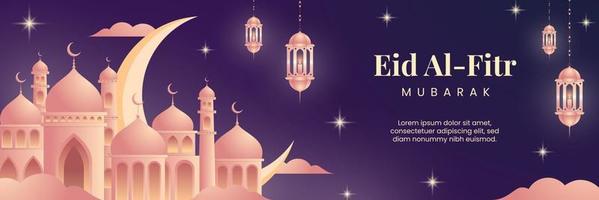 eid Al fitr mubarak pente illustration horizontal bannière vecteur