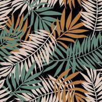 art abstrait couleurs vintage dessin au trait tropical feuilles vecteur d'arrière-plan. conception de papier peint avec des formes de feuilles et une feuille linéaire de gribouillis. motif floral botanique vintage