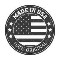 fabriqué dans Etats-Unis 100 pour cent original badge, emblème, joint, étiqueter, étiqueter, autocollant, fabriqué dans le Etats-Unis badge, prime qualité produit vecteur illustration avec grunge texture