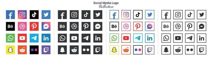 populaire social réseau logo Icônes Facebook, Instagram, Youtube, pinterest, TIC Tac et etc logo Icônes, social médias icône ensemble vecteur
