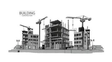 bâtiment construction plan façades architecture sketch.vector illustration vecteur