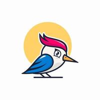 mignonne Pivert oiseau mascotte logo vecteur