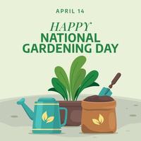 nationale jardinage journée. jardinage vecteur illustration avec arrosage pouvez et fleur. plat illustration jardinage outil. jardinage journée.