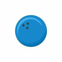 une icône de boule de bowling bleue dessin animé vecteur de style design plat. boule de bowling, symbole du jeu. signe de thème de sport isolé sur fond blanc. logo de sport sain. illustration de ballon de sport de vecteur