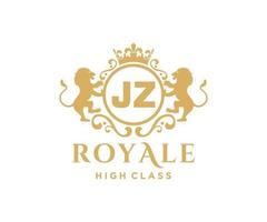d'or lettre jz modèle logo luxe or lettre avec couronne. monogramme alphabet . magnifique Royal initiales lettre. vecteur