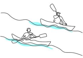 un dessin au trait continu d'une course de bateaux athlète énergique sur la rivière. un groupe de rameurs profiter de longs bateaux en compétition isolé sur fond blanc. concept de travail d & # 39; équipe de bateau à rames de membre de l & # 39; équipe