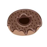 Chocolat Donut isolé sur blanc vecteur
