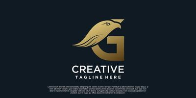 lettre g logo conception avec tête Aigle unique concept prime vecteur