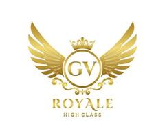 d'or lettre gv modèle logo luxe or lettre avec couronne. monogramme alphabet . magnifique Royal initiales lettre. vecteur